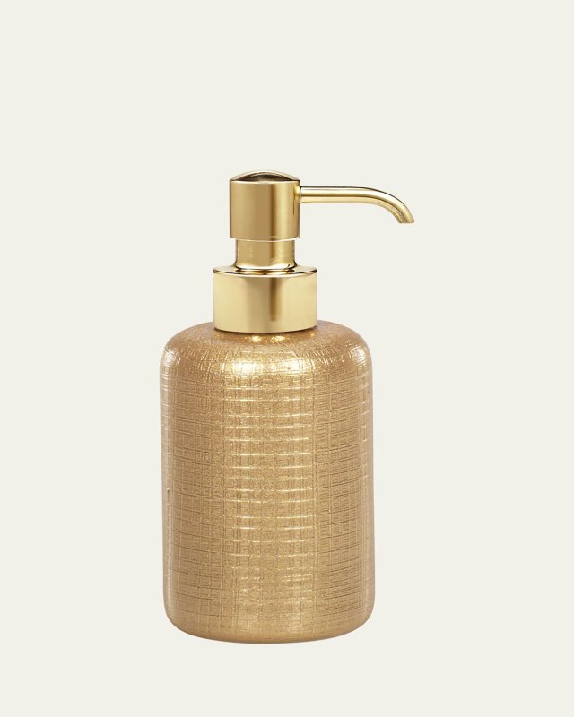 Cambric Glass Soap Dispenser, Gold Enamel